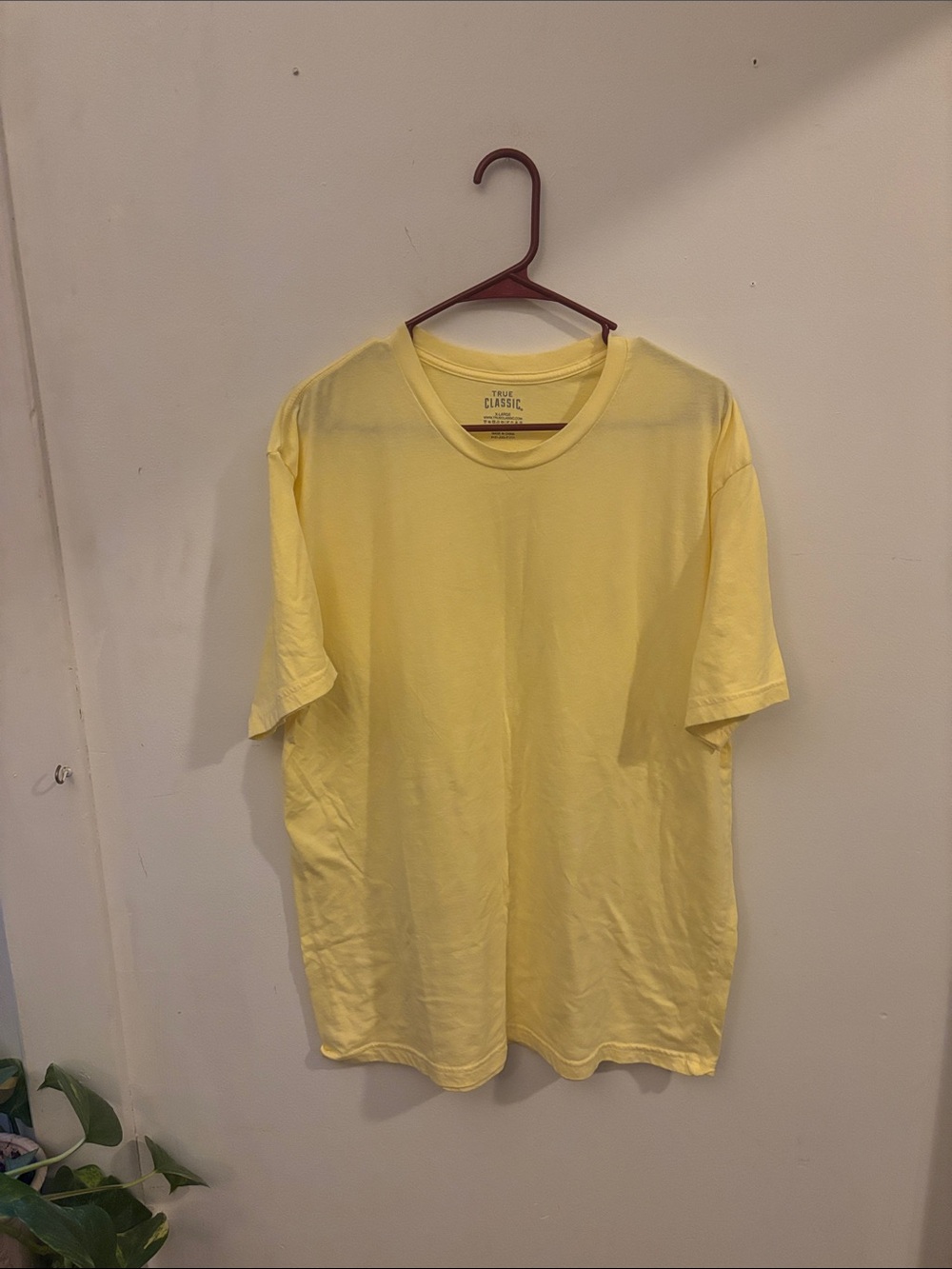 True Classic Mens Yellow Crew Neck T-Shirt Short Sleeve Cotton Blend XL Extra La
